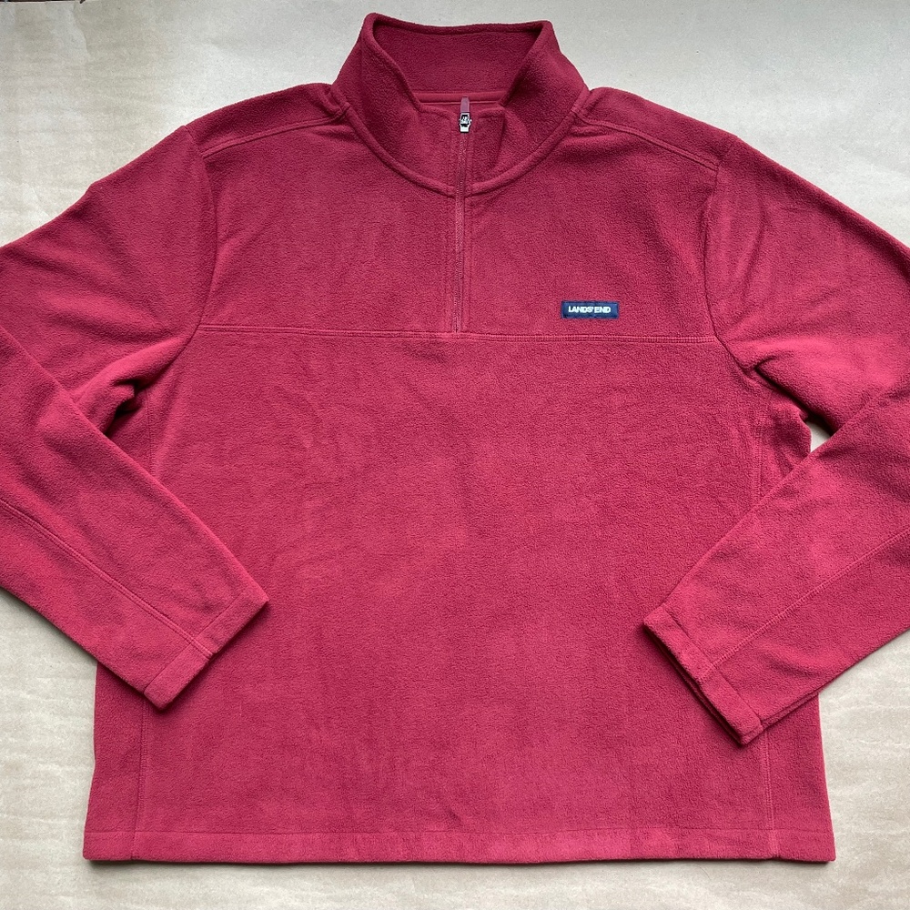 LANDS END Fleece Quarter Zip PULLOVER Size: XL / EXTRA LARGE New Red